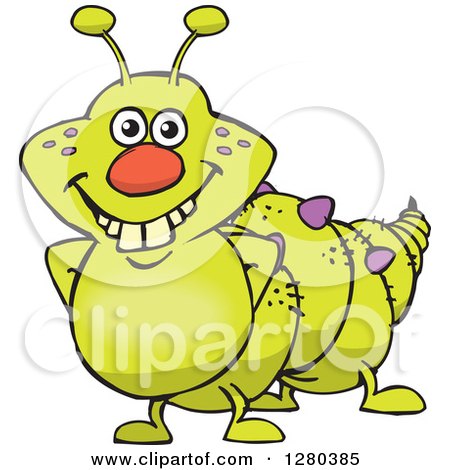 Clipart of a Happy Caterpillar Smiling - Royalty Free Vector Illustration by Dennis Holmes Designs