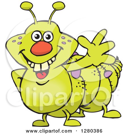 Clipart of a Happy Caterpillar Waving - Royalty Free Vector Illustration by Dennis Holmes Designs
