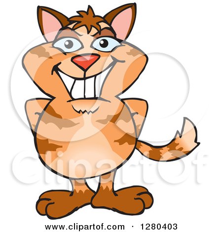 Clipart of a Happy Tabby Cat Standing - Royalty Free Vector Illustration by Dennis Holmes Designs