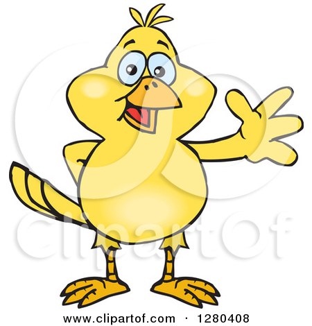 Clipart of a Friendly Waving Yellow Canary Bird - Royalty Free Vector Illustration by Dennis Holmes Designs