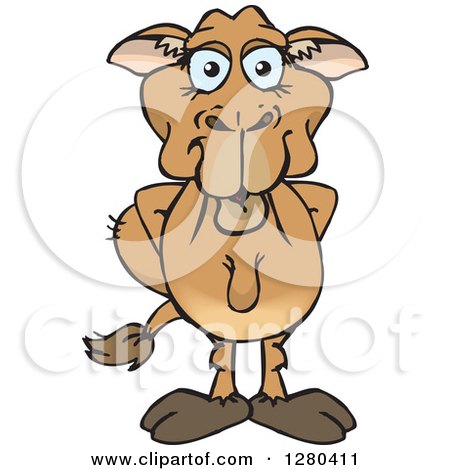 Clipart of a Happy Camel Standing with His Hands Behind His Back - Royalty Free Vector Illustration by Dennis Holmes Designs
