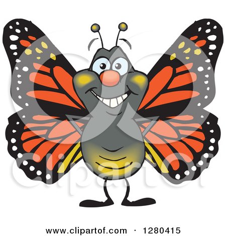 Clipart of a Happy Monarch Butterfly Standing - Royalty Free Vector Illustration by Dennis Holmes Designs