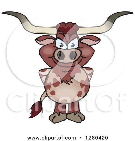 Clipart of a Happy Longhorn Bull Standing - Royalty Free Vector Illustration by Dennis Holmes Designs