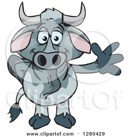 Clipart of a Friendly Waving Brahman Bull - Royalty Free Vector Illustration by Dennis Holmes Designs
