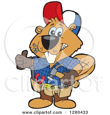 Clipart of a Happy Builder Beaver Giving a Thumb up - Royalty Free Vector Illustration by Dennis Holmes Designs