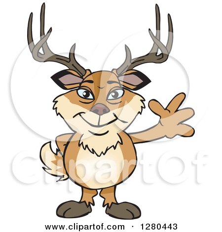 Clipart of a Friendly Waving Deer Buck Standing - Royalty Free Vector Illustration by Dennis Holmes Designs