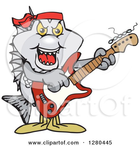 Clipart of a Bream Fish Playing an Electric Guitar - Royalty Free Vector Illustration by Dennis Holmes Designs