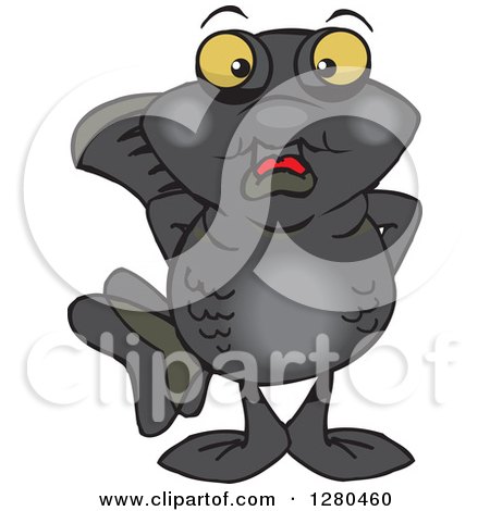 Clipart of a Black Moor Fish Standing - Royalty Free Vector Illustration by Dennis Holmes Designs