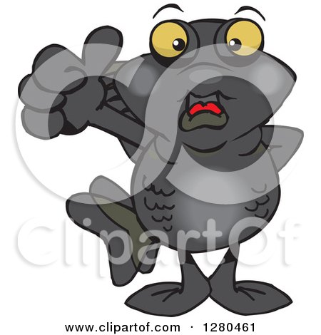Clipart of a Black Moor Fish Giving a Thumb up - Royalty Free Vector Illustration by Dennis Holmes Designs