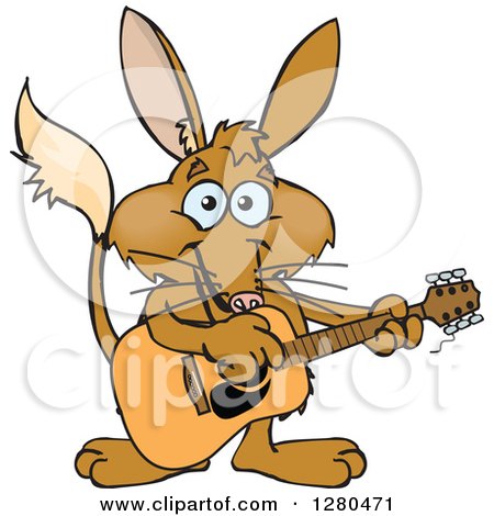 Clipart of a Happy Bilby Playing an Acoustic Guitar - Royalty Free Vector Illustration by Dennis Holmes Designs