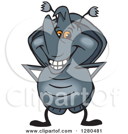 Clipart of a Happy Rhino Beetle Standing - Royalty Free Vector Illustration by Dennis Holmes Designs