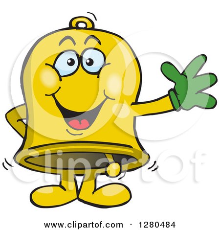 Clipart of a Friendly Waving Charity Bell - Royalty Free Vector Illustration by Dennis Holmes Designs