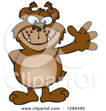 Clipart of a Bear Grinning and Waving - Royalty Free Vector Illustration by Dennis Holmes Designs