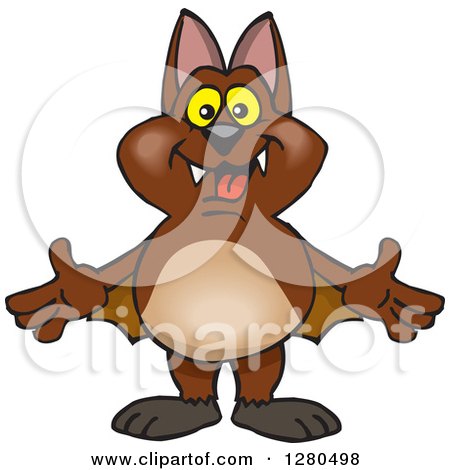 Clipart of a Happy Brown Bat - Royalty Free Vector Illustration by Dennis Holmes Designs