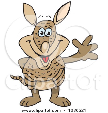 Clipart of a Friendly Waving Armadillo - Royalty Free Vector Illustration by Dennis Holmes Designs