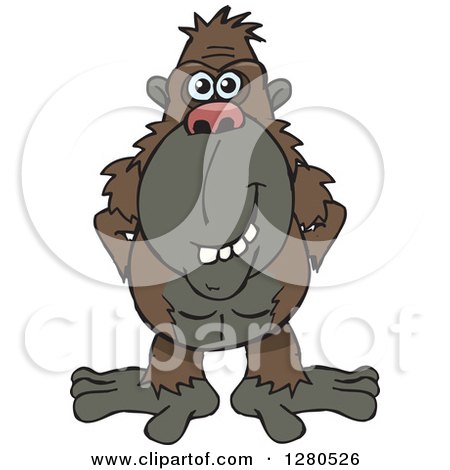 Clipart of a Happy Ape - Royalty Free Vector Illustration by Dennis Holmes Designs