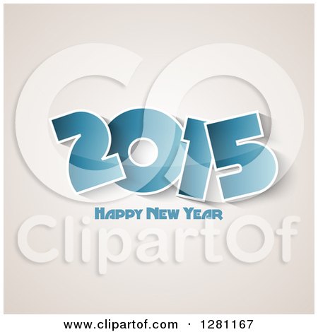 Clipart of a Blue Happy New Year 2015 Greeting over Sepia - Royalty Free Vector Illustration by KJ Pargeter