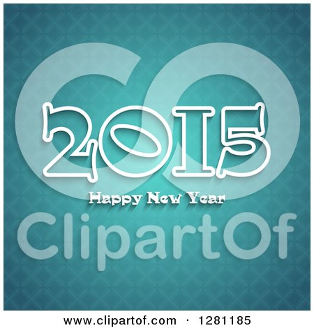 Clipart of a Happy New Year 2015 Greeting over Turquoise Diamonds - Royalty Free Vector Illustration by KJ Pargeter