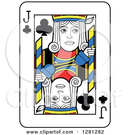 Clipart of a Jack of Clubs Playing Card - Royalty Free Vector Illustration by Frisko