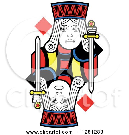 Clipart of a Borderless Jack of Diamonds Playing Card - Royalty Free Vector Illustration by Frisko