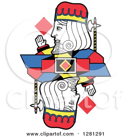 Clipart of a Borderless King of Diamonds Playing Card - Royalty Free Vector Illustration by Frisko