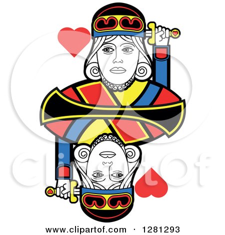 Clipart of a Borderless King of Hearts Playing Card - Royalty Free Vector Illustration by Frisko
