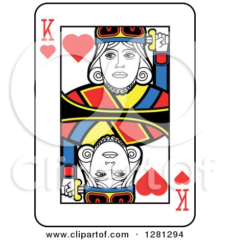 Clipart of a King of Hearts Playing Card - Royalty Free Vector Illustration by Frisko
