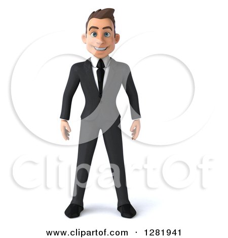 Clipart of a 3d Young Brunette White Businessman - Royalty Free Vector Illustration by Julos