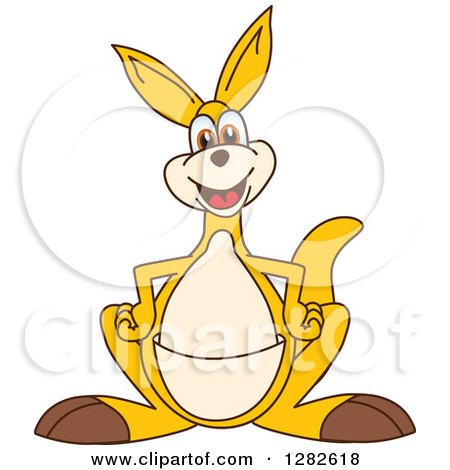 Clipart of a Happy Kangaroo School Mascot Character - Royalty Free Vector Illustration by Mascot Junction