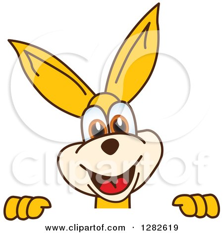 Clipart of a Happy Kangaroo School Mascot Character Smiling over a Sign - Royalty Free Vector Illustration by Mascot Junction
