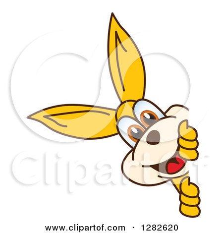 Clipart of a Happy Kangaroo School Mascot Character Smiling Around a Sign - Royalty Free Vector Illustration by Mascot Junction
