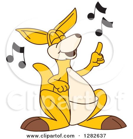 Clipart of a Happy Kangaroo School Mascot Character Singing on Chorus - Royalty Free Vector Illustration by Mascot Junction