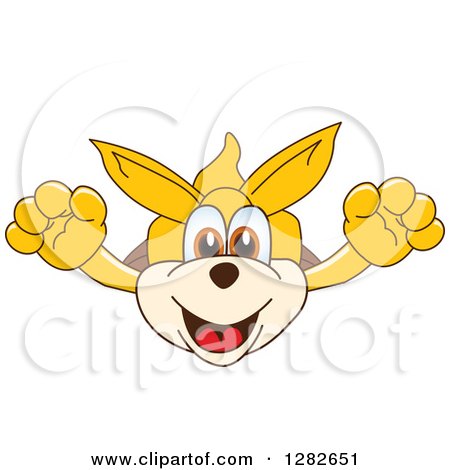Clipart of a Happy Kangaroo School Mascot Character Leaping Outward - Royalty Free Vector Illustration by Mascot Junction
