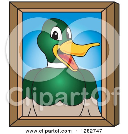 Clipart of a Happy Mallard Duck School Mascot Character Portrait - Royalty Free Vector Illustration by Mascot Junction