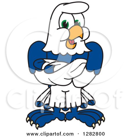Clipart of a Happy Seahawk School Mascot Character with Folded Arms - Royalty Free Vector Illustration by Mascot Junction