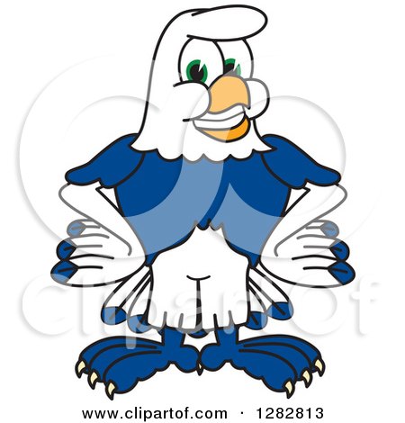 Clipart of a Happy Seahawk School Mascot Character with Wings on His Hips - Royalty Free Vector Illustration by Mascot Junction