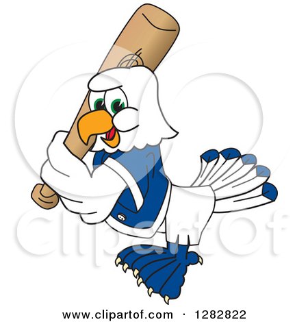 Clipart of a Happy Seahawk Sports School Mascot Baseball Player Character Batting - Royalty Free Vector Illustration by Mascot Junction