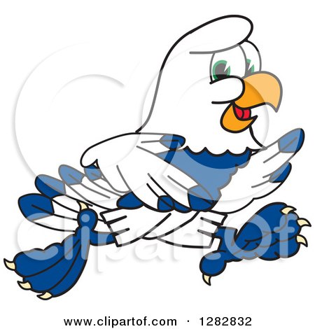 Clipart of a Happy Seahawk Sports School Mascot Character Running - Royalty Free Vector Illustration by Mascot Junction