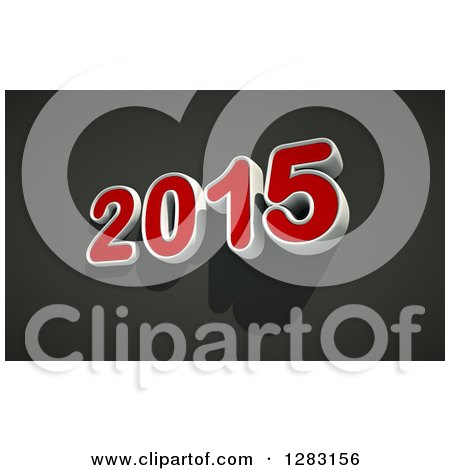 Clipart of a 3d White and Red Year 2015 Tilted with Shadows on Black - Royalty Free Illustration by chrisroll