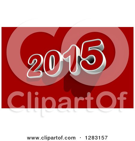 Clipart of a 3d White and Red Year 2015 Tilted with Shadows on Red - Royalty Free Illustration by chrisroll