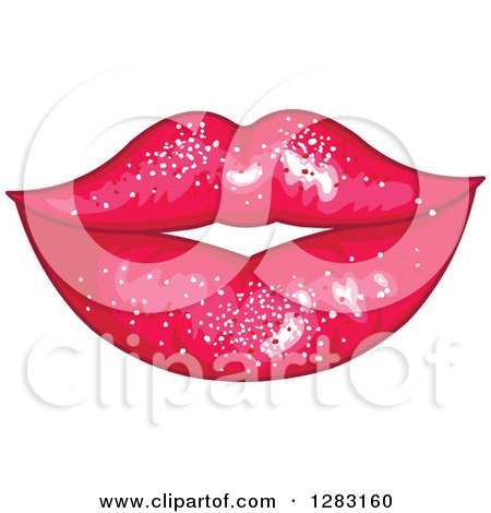 Clipart of a Woman's Pink Sparkly Lips - Royalty Free Vector Illustration by Pushkin