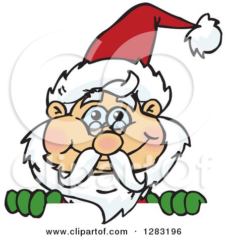 Clipart of a Happy Christmas Santa Claus over a Sign - Royalty Free Vector Illustration by Dennis Holmes Designs