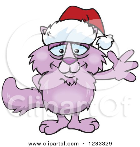 Clipart of a Friendly Waving BLANK Wearing a Christmas Santa Hat - Royalty Free Vector Illustration by Dennis Holmes Designs