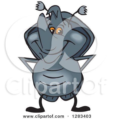 Clipart of a Happy Rhino Beetle - Royalty Free Vector Illustration by Dennis Holmes Designs