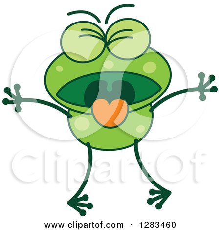 Clipart of a Vomiting Green Frog - Royalty Free Vector Illustration by Zooco