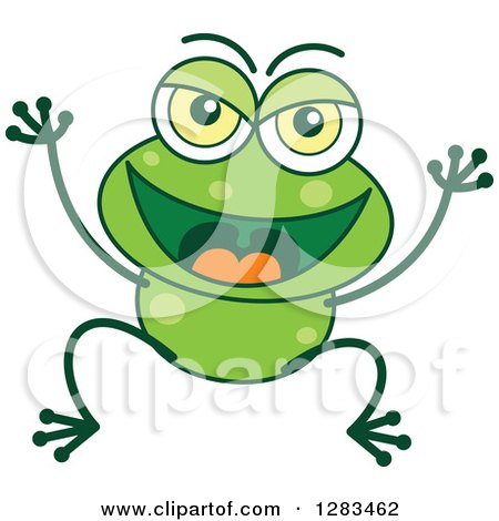 Clipart of a Naughty Green Frog - Royalty Free Vector Illustration by Zooco