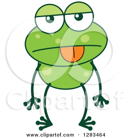 Clipart of an Indifferent Green Frog - Royalty Free Vector Illustration by Zooco
