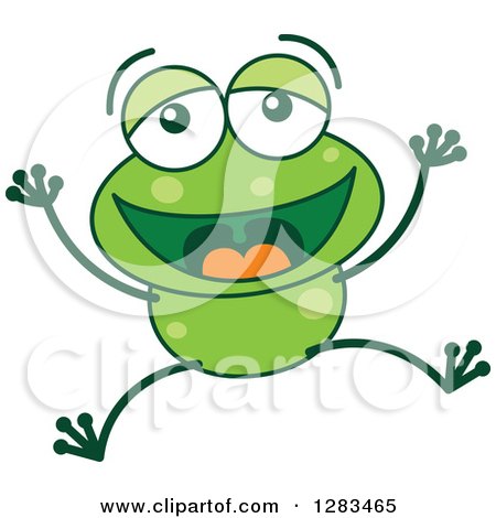 Clipart of a Laughing Green Frog - Royalty Free Vector Illustration by Zooco