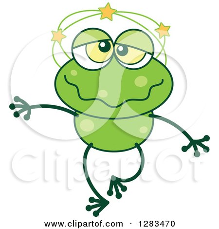 Clipart of a Dizzy Green Frog - Royalty Free Vector Illustration by Zooco