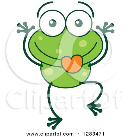 Clipart of a Goofy Green Frog Making Funny Faces - Royalty Free Vector Illustration by Zooco